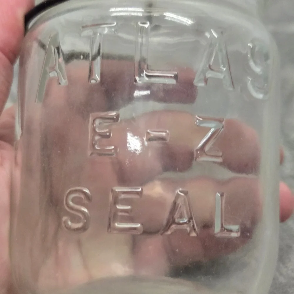 Vintage Atlas EZ Seal Clear Glass Canning Jar with Glass Lid and Wire Bail 5.5in